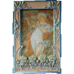 Figurine art mouseion mucha photo frame flowers  muc03 3dMouseion