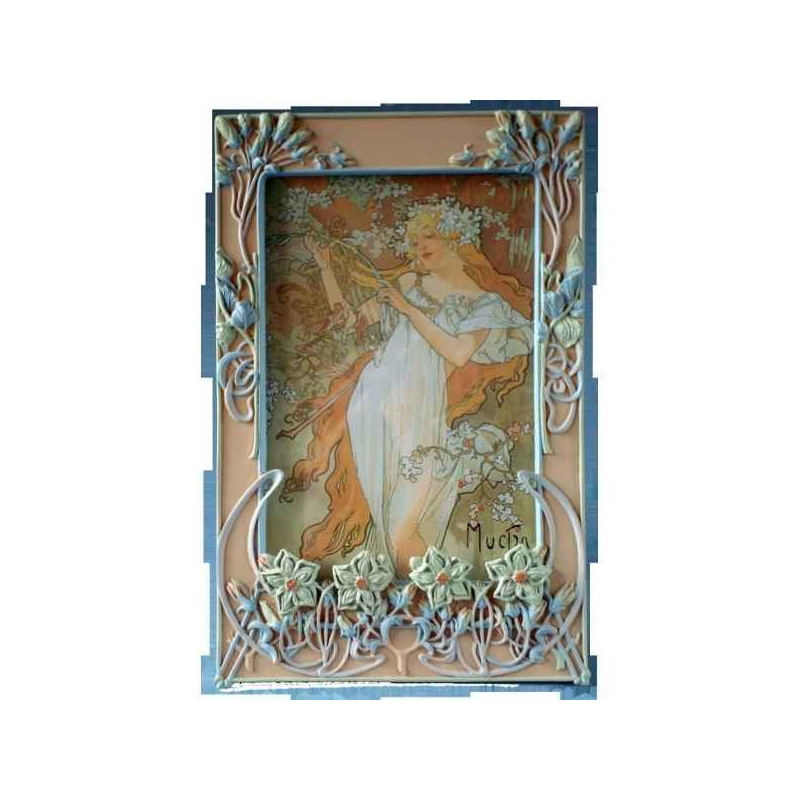 Figurine art mouseion mucha photo frame flowers  muc03 3dMouseion