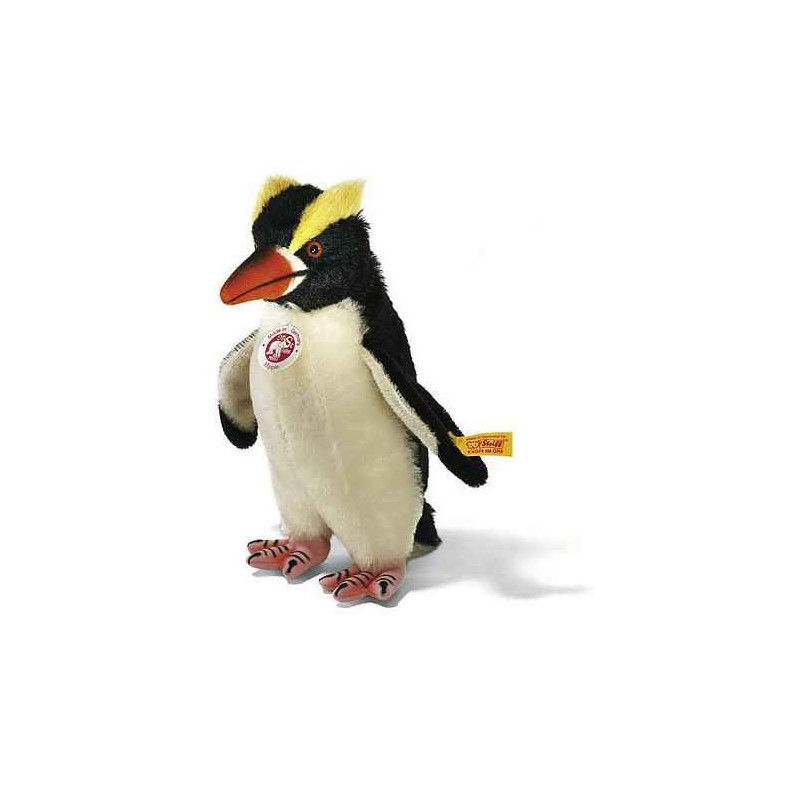 Peluche Steiff Pingouin Hippie mohair debout blanc et noir   st064531